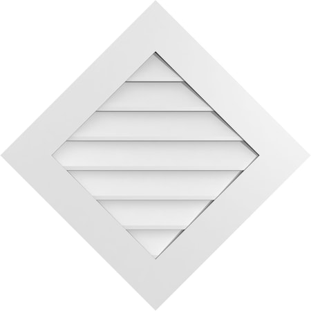 Ekena Millwork Diamond Surface Mount PVC Gable Vent: Functional, w/ 3-1/2"W x 1"P Standard Frame, 30"W x 30"H GVPDI30X3001SF